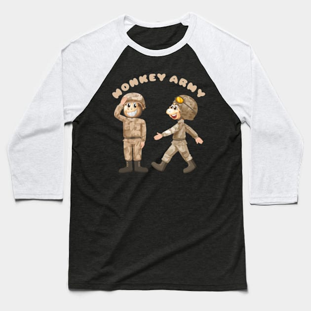 Monkey army Baseball T-Shirt by Bananagreen